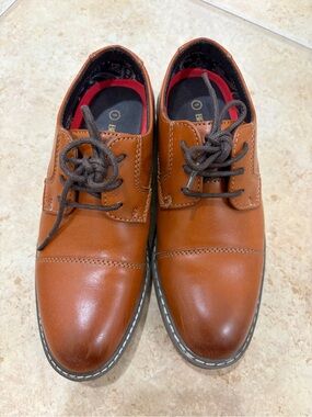 Bruno Marc Boy’s Tan Leather Lace-Up Dress Shoes